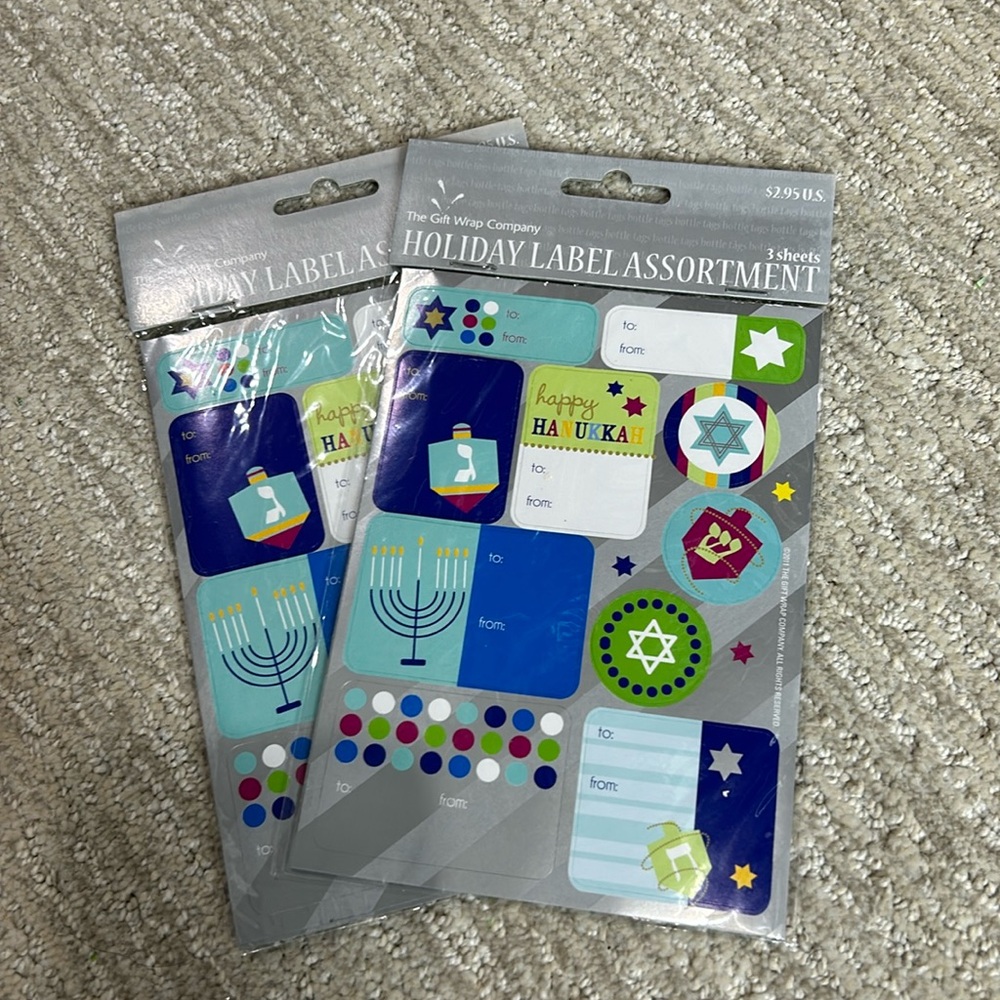 60 Hanukkah Gift Tag Stickers